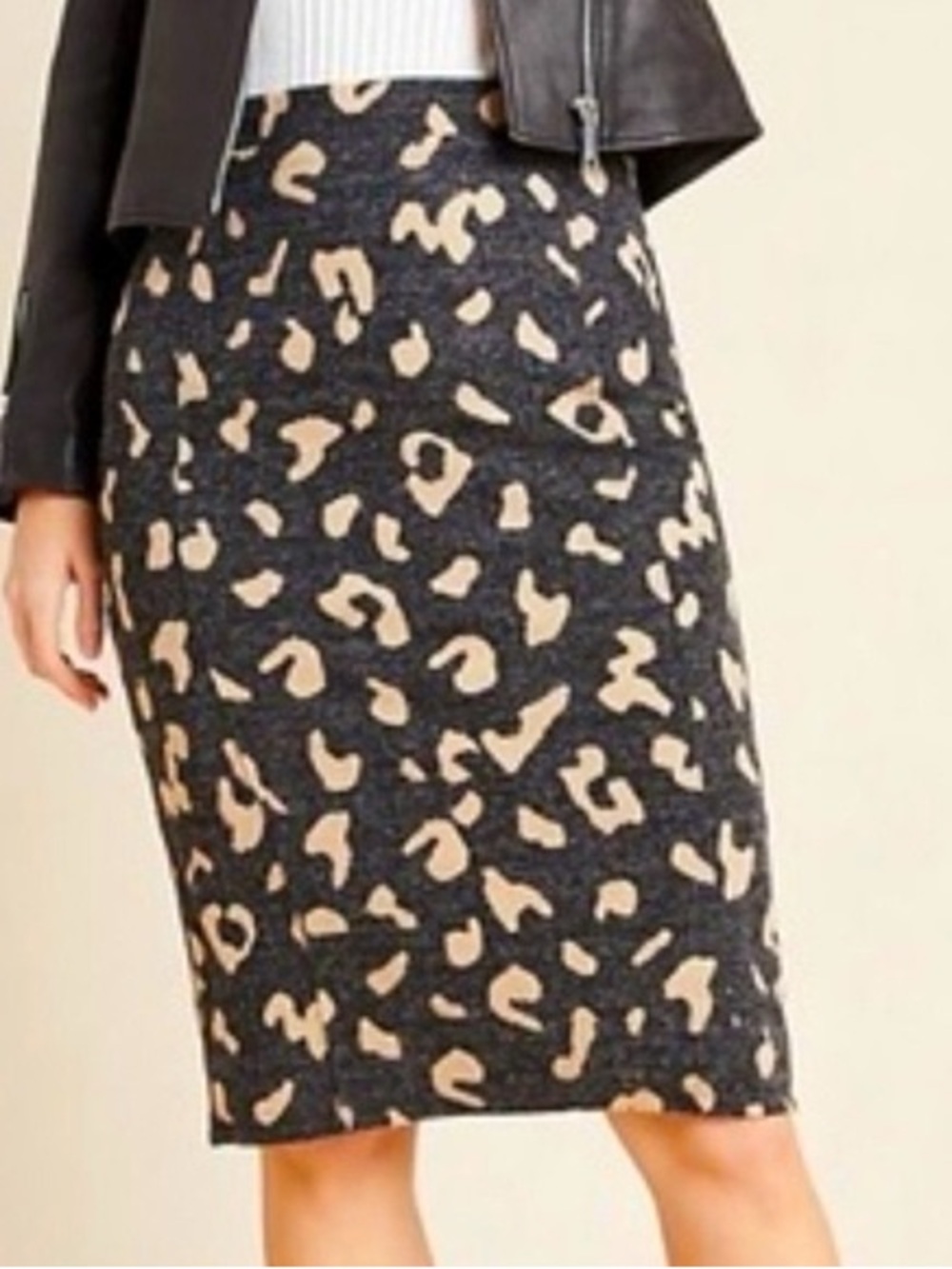 Maeve Leopard Sweater Knit Pencil Skirt from Anthropologie NWT